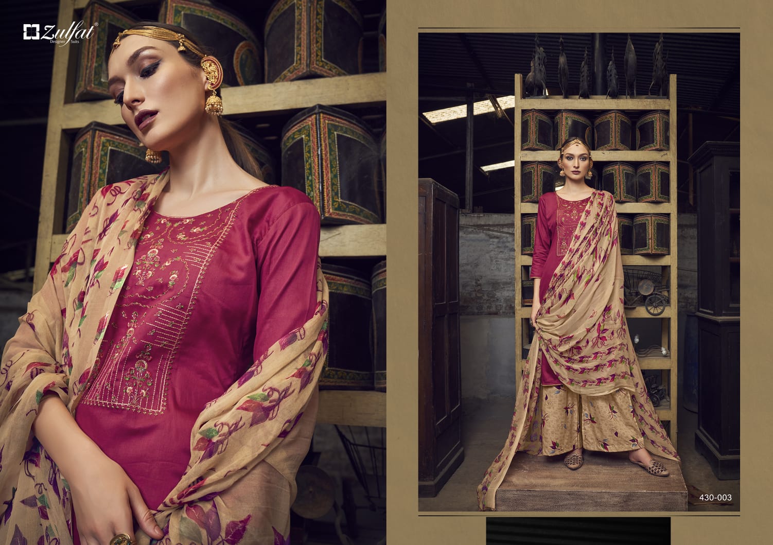 Zulfat Manohari Fancy Designer Wear Wholesale Cotton Dress Material Catalog